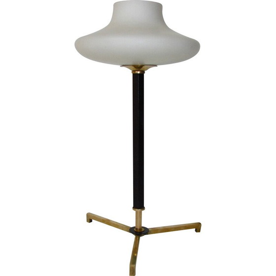 Image 1 of Lampe de table vintage en laiton et verre, 1970