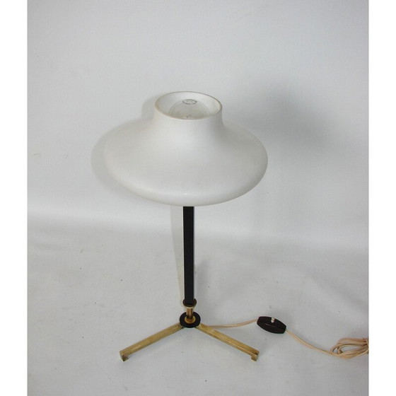 Image 1 of Lampe de table vintage en laiton et verre, 1970