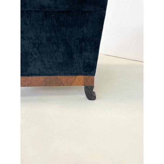 Image 1 of Paire de fauteuils hongrois vintage en velours bleu, années 1920