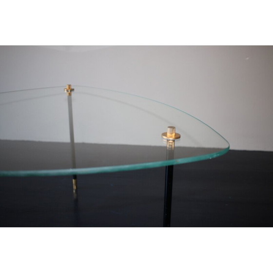 Image 1 of Table d'appoint vintage en verre et laiton, 1950
