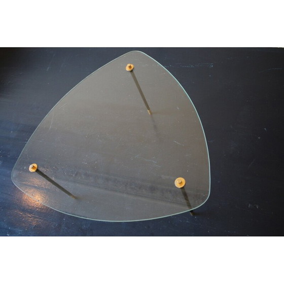 Image 1 of Table d'appoint vintage en verre et laiton, 1950