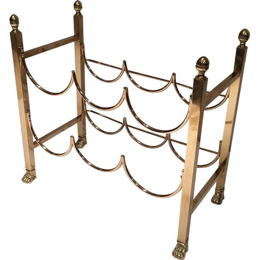 Porte-bouteilles vintage en laiton avec pieds griffes par Maison Jansen, 1940
