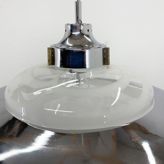 Image 1 of Lampe suspendue vintage Saturn en verre de Murano et chrome, Italie, années 1970