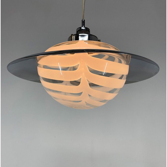 Image 1 of Lampe suspendue vintage Saturn en verre de Murano et chrome, Italie, années 1970