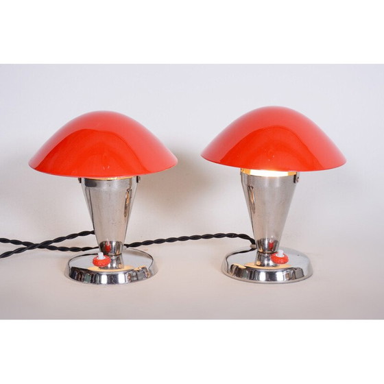 Image 1 of Paire de lampes de table Napako rouges, années 1930