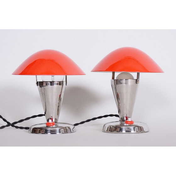 Image 1 of Paire de lampes de table Napako rouges, années 1930