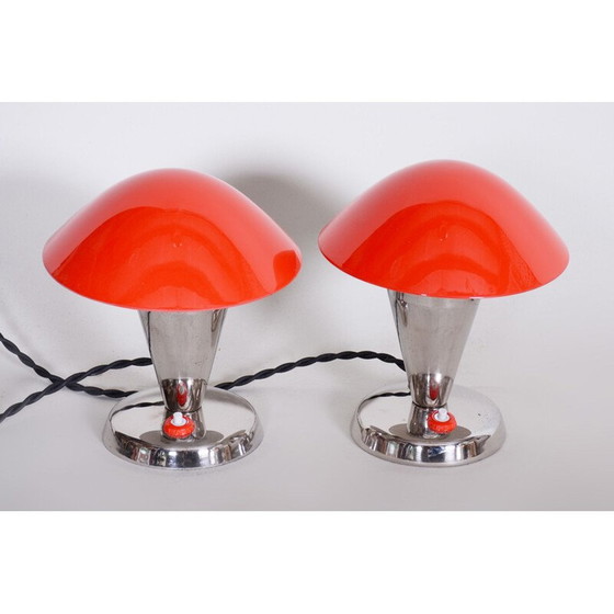 Image 1 of Paire de lampes de table Napako rouges, années 1930