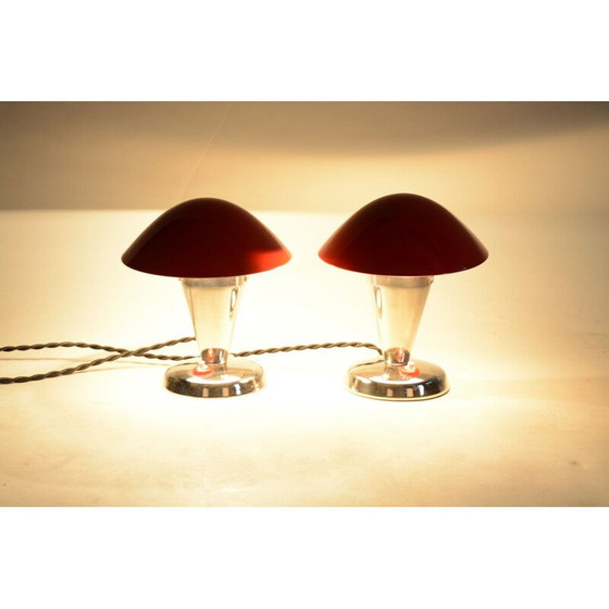 Image 1 of Paire de lampes de table Napako rouges, années 1930