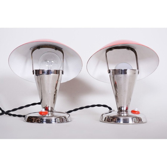 Image 1 of Paire de lampes de table Napako rouges, années 1930