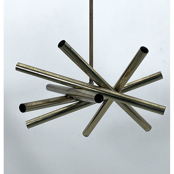 Image 1 of Lustre vintage à 12 lumières en laiton par Stilnovo, Italie 1960