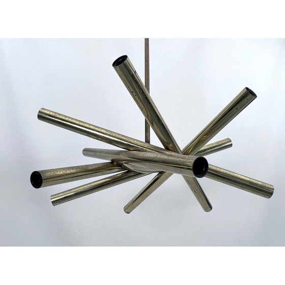 Image 1 of Lustre vintage à 12 lumières en laiton par Stilnovo, Italie 1960