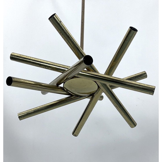 Image 1 of Lustre vintage à 12 lumières en laiton par Stilnovo, Italie 1960