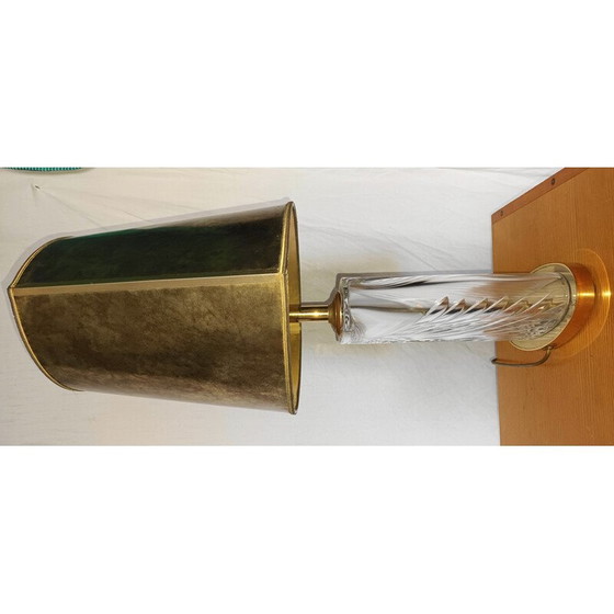 Image 1 of Lampe vintage en cristal taillé et laiton, 1970
