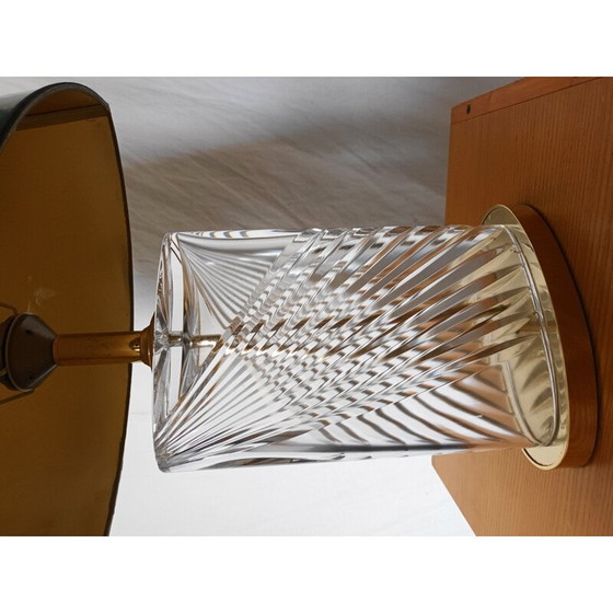 Image 1 of Lampe vintage en cristal taillé et laiton, 1970