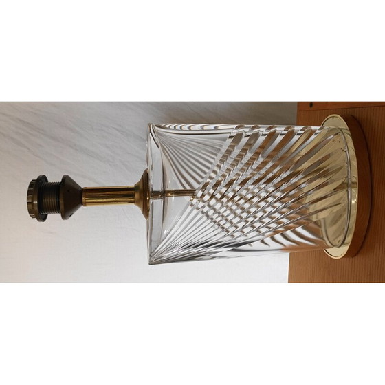 Image 1 of Lampe vintage en cristal taillé et laiton, 1970