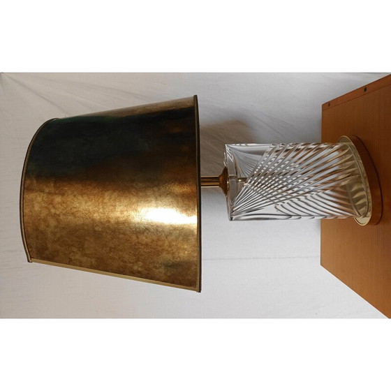 Image 1 of Lampe vintage en cristal taillé et laiton, 1970