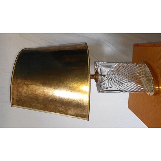 Image 1 of Lampe vintage en cristal taillé et laiton, 1970