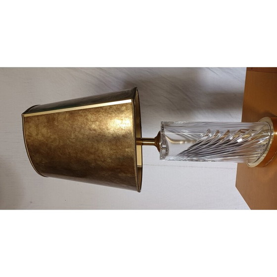 Image 1 of Lampe vintage en cristal taillé et laiton, 1970