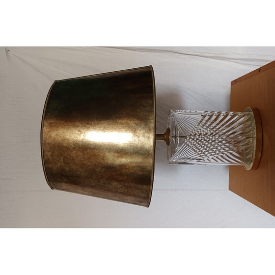 Image 1 of Lampe vintage en cristal taillé et laiton, 1970