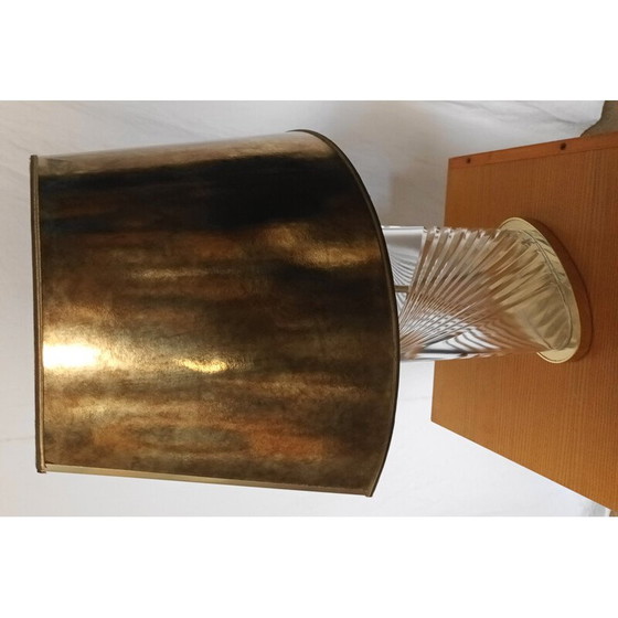 Image 1 of Lampe vintage en cristal taillé et laiton, 1970