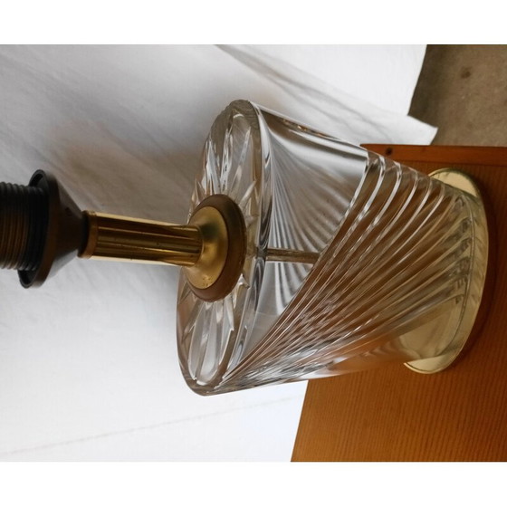 Image 1 of Lampe vintage en cristal taillé et laiton, 1970