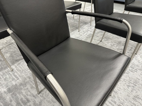 Image 1 of 6 chaises de salle à manger Topform en cuir noir