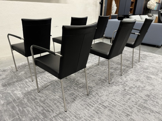 Image 1 of 6 chaises de salle à manger Topform en cuir noir