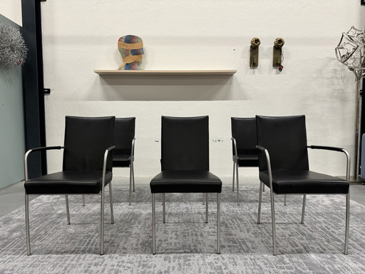 6 chaises de salle à manger Topform en cuir noir