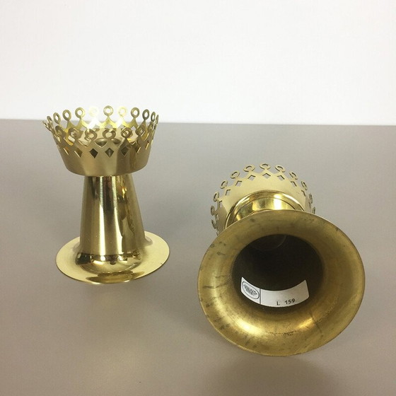 Image 1 of Paire de bougeoirs vintage en laiton par Hans Agne JAKOBSSON pour Hans Agne Jakobsson A.B, Suisse 1960