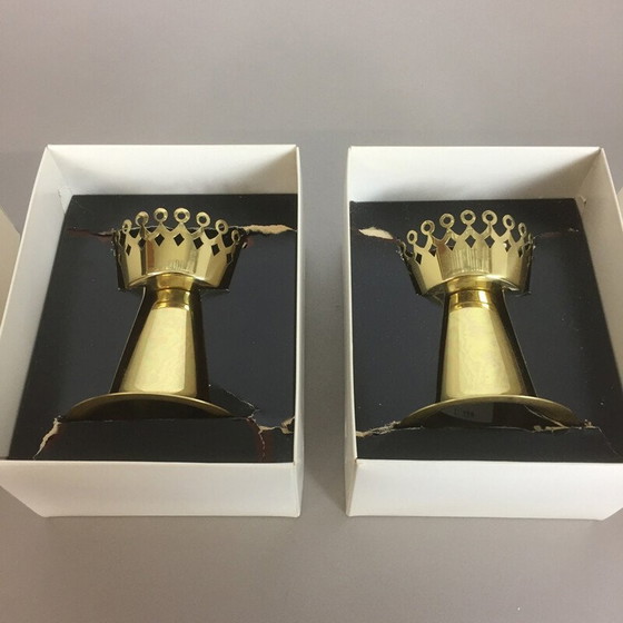 Image 1 of Paire de bougeoirs vintage en laiton par Hans Agne JAKOBSSON pour Hans Agne Jakobsson A.B, Suisse 1960