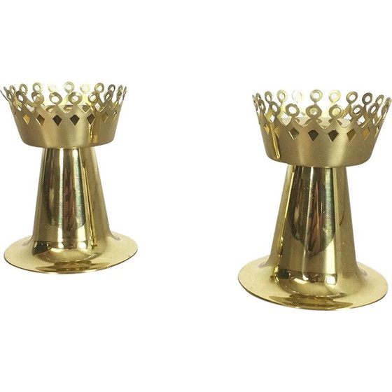 Image 1 of Paire de bougeoirs vintage en laiton par Hans Agne JAKOBSSON pour Hans Agne Jakobsson A.B, Suisse 1960