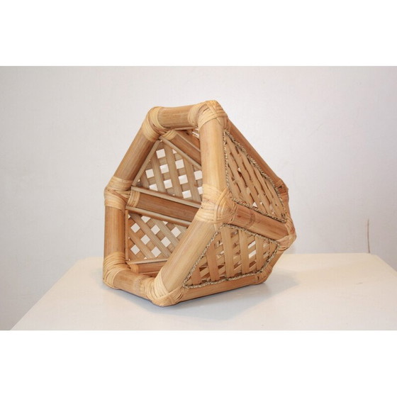 Image 1 of Lampe suspendue vintage en bambou et bois, 1970