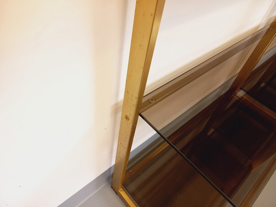 Image 1 of Bibliothèque Étagères Artelano Vintage en Métal Doré et Verre Fumé des Années 70, 3 Parties Indépendantes