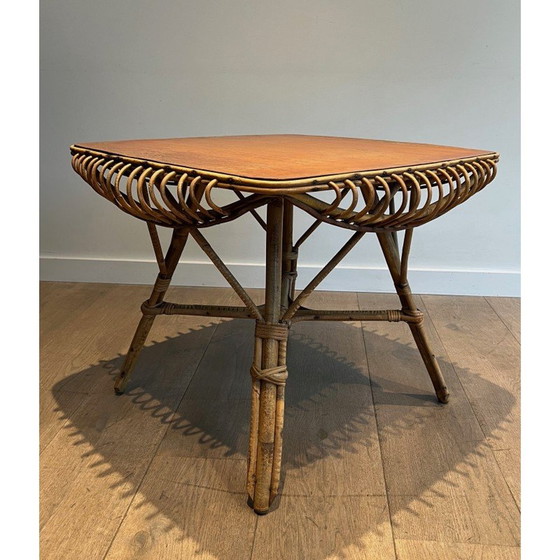 Image 1 of Table basse vintage en rotin, 1950