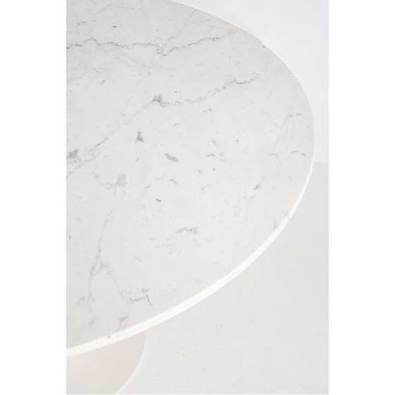 Image 1 of Table vintage en marbre blanc avec base tulipe, France 1960