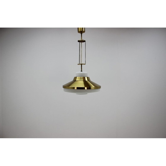 Image 1 of Suspension vintage en laiton et verre par Napako, 1970