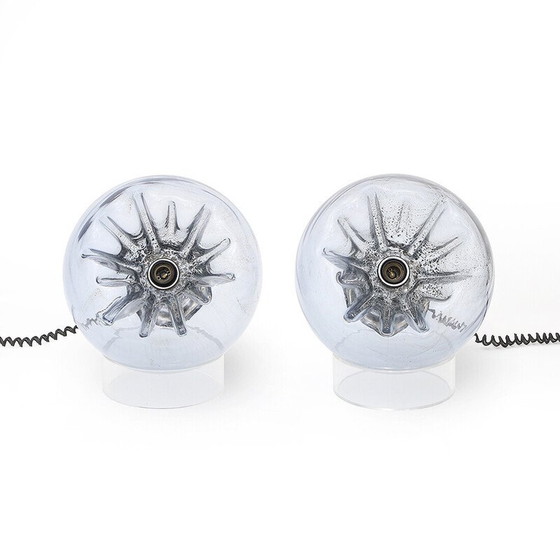 Image 1 of Paire de lampes de table en verre vintage, Italie 1970