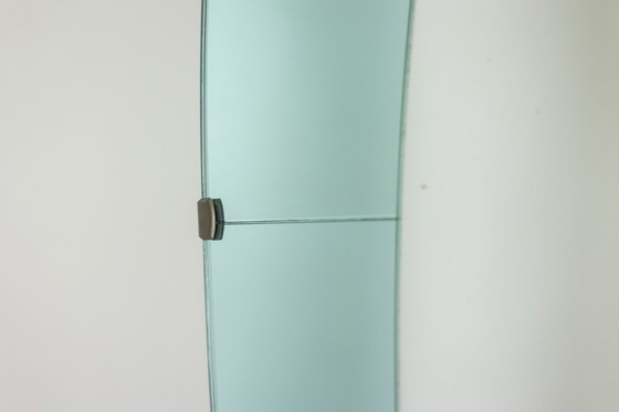Image 1 of Miroir-Console En Verre Bicolore Et Laiton Doré. Circa 1950.