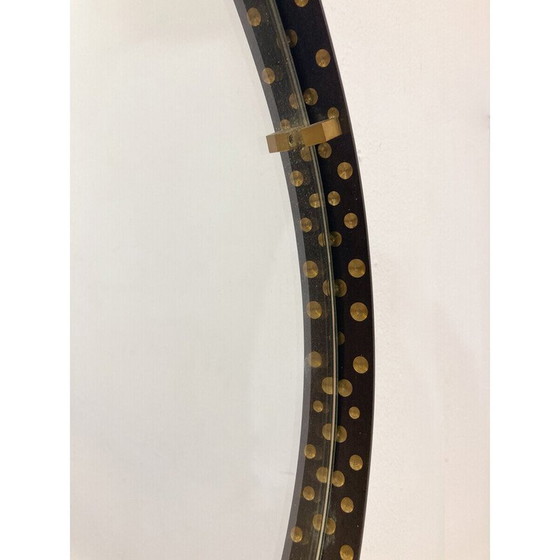 Image 1 of Miroir vintage en forme de goutte en laiton et acier, Italie 1970