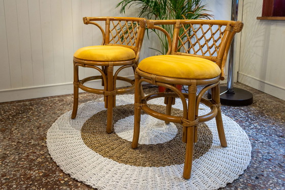 Image 1 of Ensemble bistrot vintage en rotin