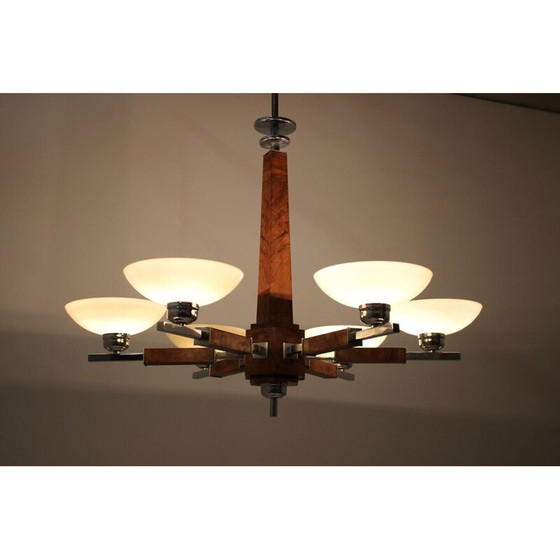 Image 1 of Lustre en bois vintage, 1930