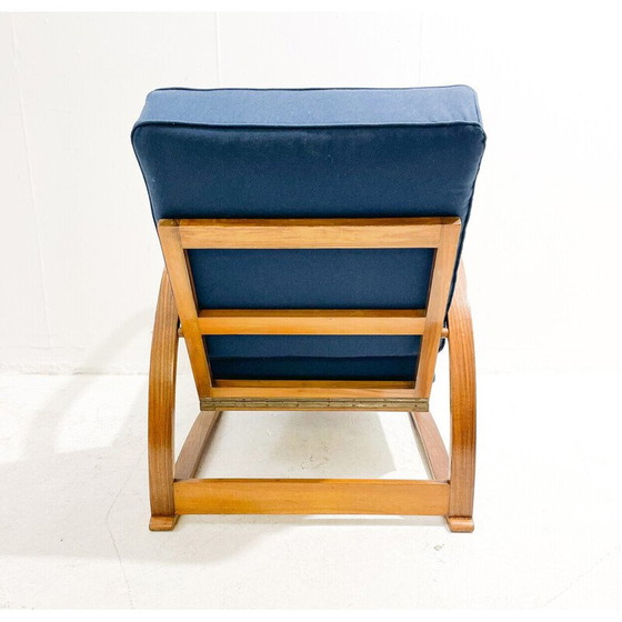 Image 1 of Fauteuil vintage en bois courbé à dossier réglable par Jindrich Halabala, République Tchèque 1940s