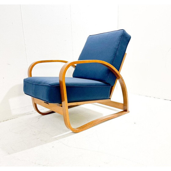 Image 1 of Fauteuil vintage en bois courbé à dossier réglable par Jindrich Halabala, République Tchèque 1940s