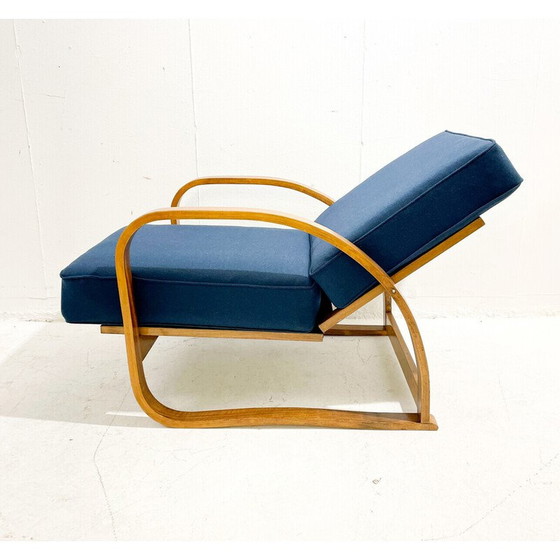 Image 1 of Fauteuil vintage en bois courbé à dossier réglable par Jindrich Halabala, République Tchèque 1940s