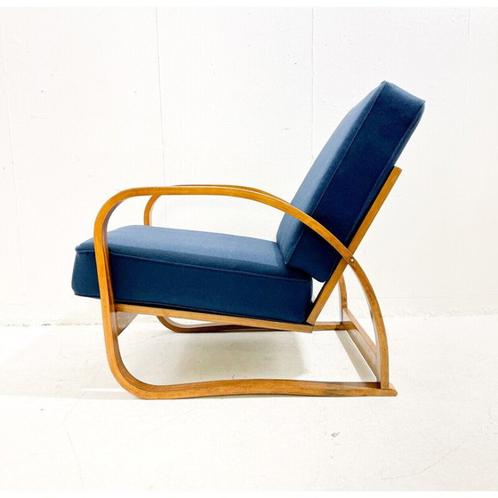 Image 1 of Fauteuil vintage en bois courbé à dossier réglable par Jindrich Halabala, République Tchèque 1940s
