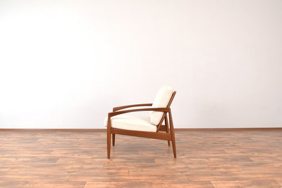 Image 1 of Chaise longue en teck à couteaux de papier entièrement restaurée par Kai Kristiansen pour Magnus Olesen, 1960S