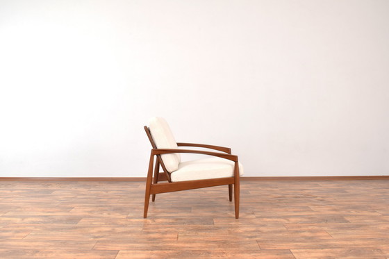 Image 1 of Chaise longue en teck à couteaux de papier entièrement restaurée par Kai Kristiansen pour Magnus Olesen, 1960S