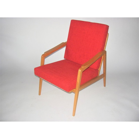 Image 1 of Fauteuil vintage rouge, Tchécoslovaquie années 1960