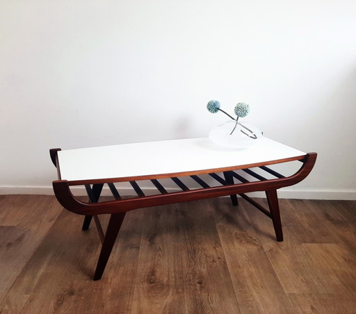 Table basse vintage avec plateau tournant dans le style de Louis Van Teeffelen