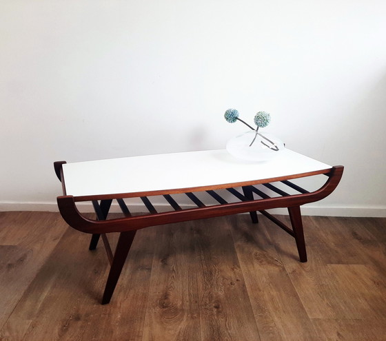 Image 1 of Table basse vintage avec plateau tournant dans le style de Louis Van Teeffelen